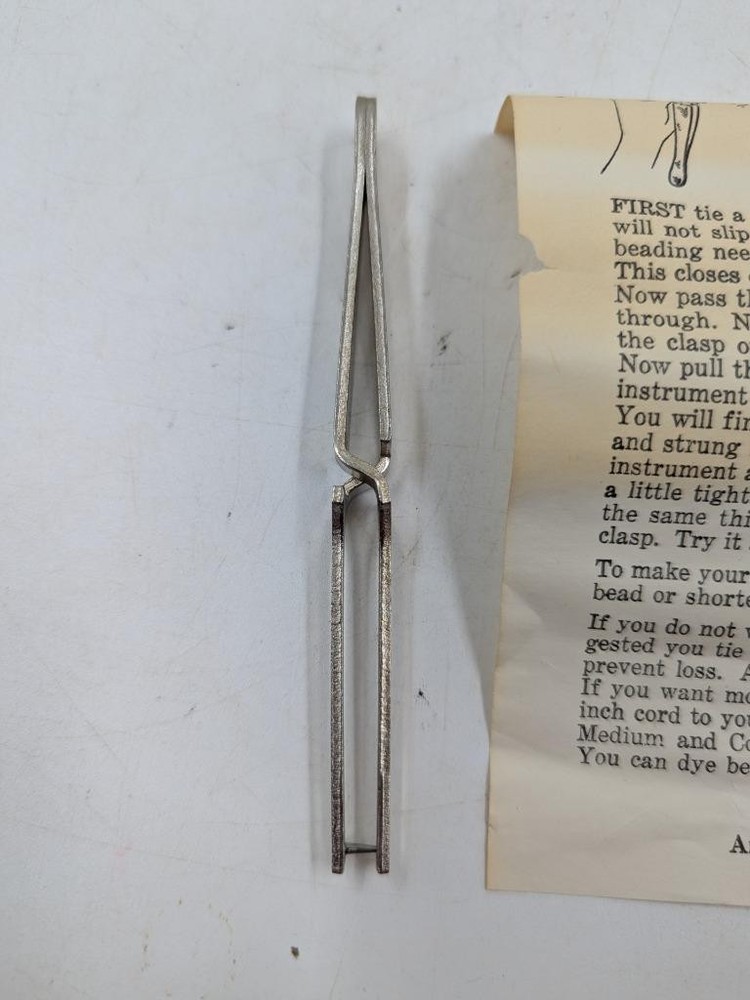 Post Electric Co. Bead Stringer and Knot Tyer with instructions