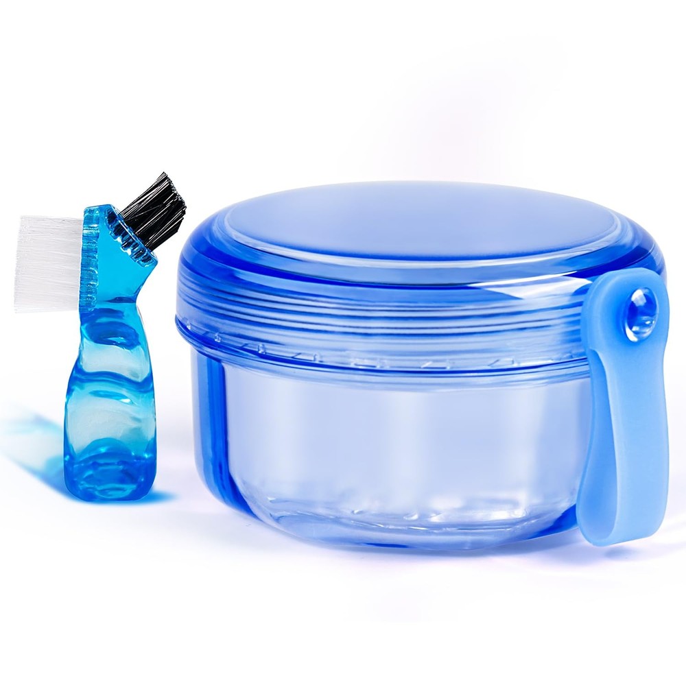 Leak Proof Portable Denture Bath Case Cleaning Cup, False Teeth...