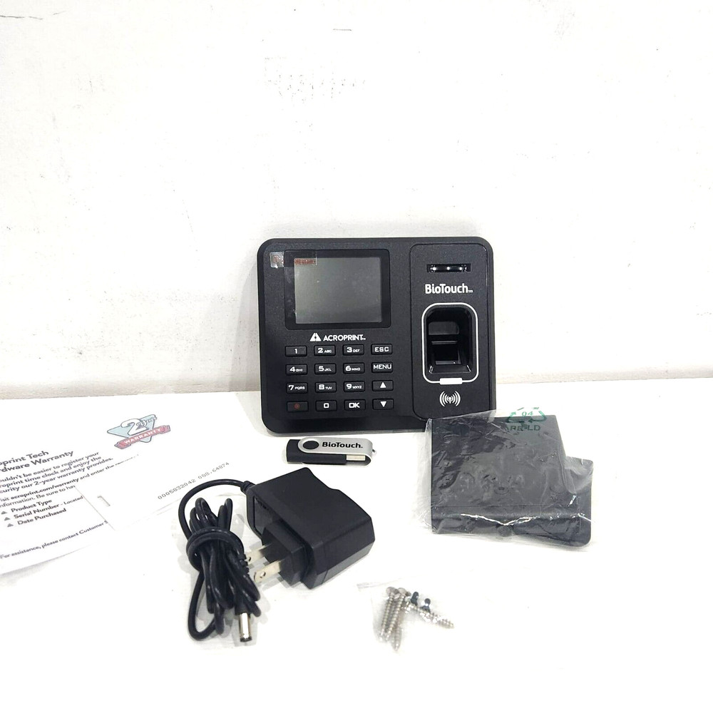 BioTouch Fingerprint Time Clock – Acroprint – No Monthly Fee, USB & Secure Log