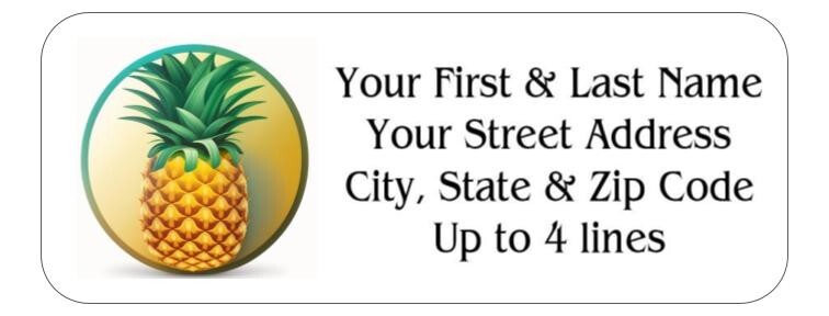 150 Beautiful Pineapple Mailing Return Address Labels Personalized  1 x 2 5/8 in