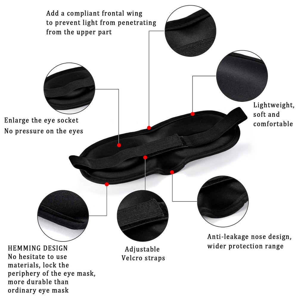 2pcs 3D Sleep Eye Mask Blindfold Soft Light Blocking Sleeping Masks with Earplug