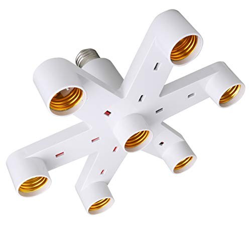 8T8 E26 E27 7 in 1 LED Light Bulbs Socket Adapter Splitter, Standard Lamp Holder