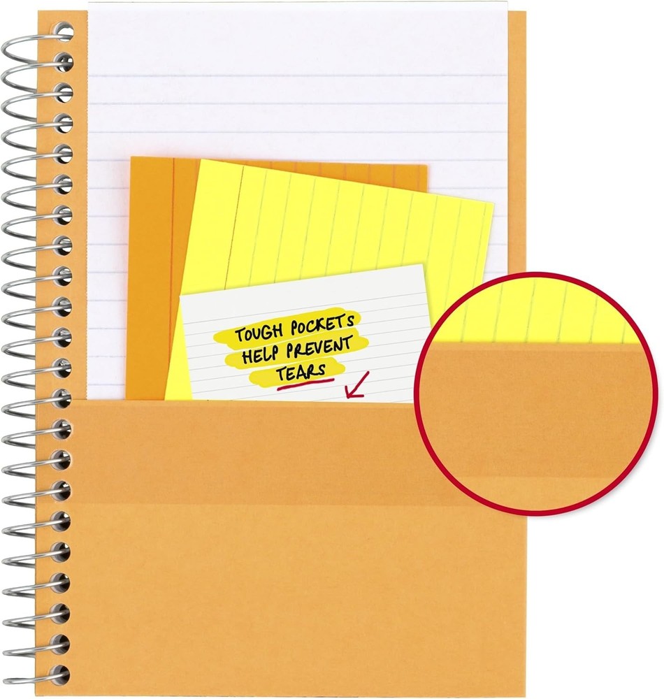 Compact 4-3/8" x 7" Spiral Notebook - Water-Resistant & Ink Bleed Resistant