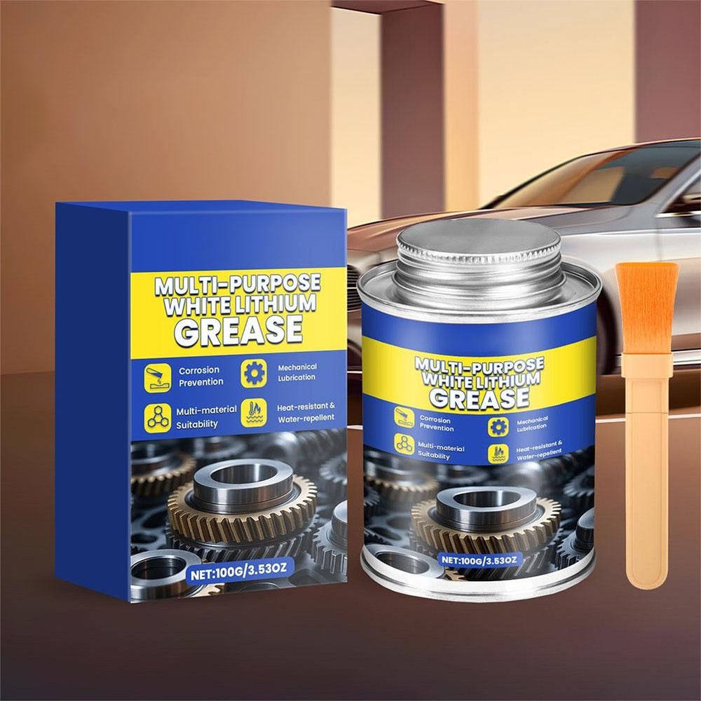 White Lithium Grease Multi Purpose Lubricant Lithium Grease with Brush 100g