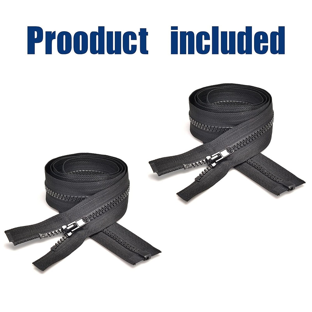 #5 41 Inch Separating Jacket Zippers 2 PCS Black Molded Plastic Bulk DIY