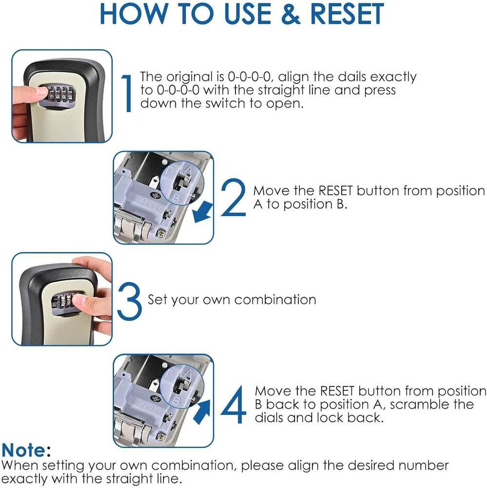 2 PACK Key Lock Box, Wall Mount 4 Digits Combination Lockbox, Waterproof Outdoor