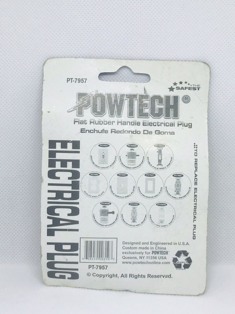 Powtech Flat Rubber Handle Electrical Plug Replaces -PT-7957…79