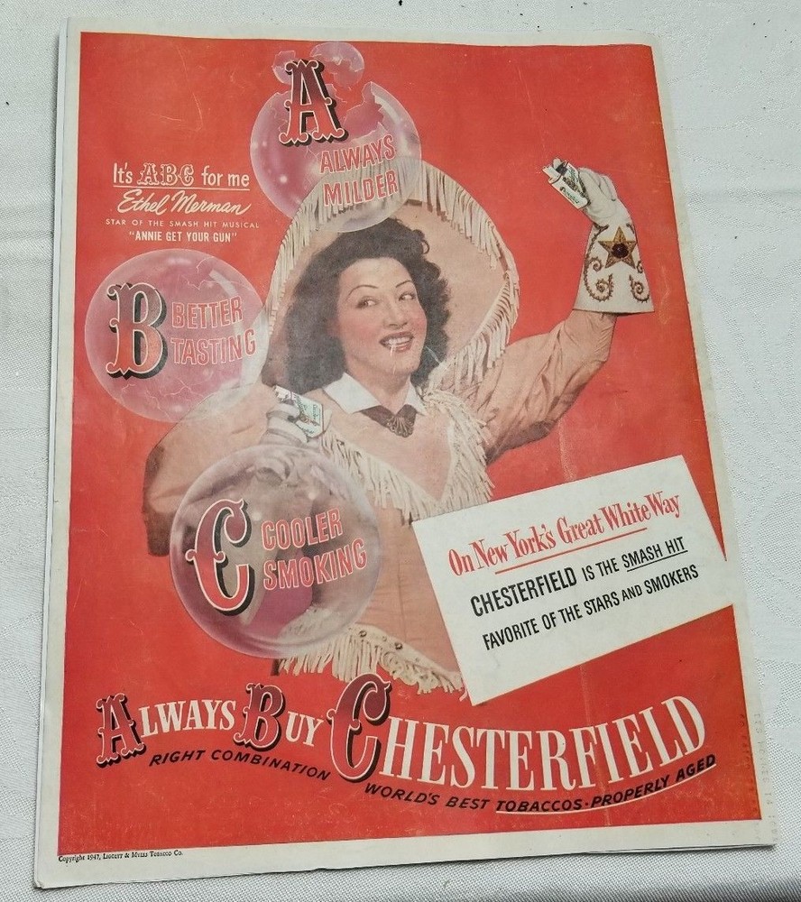 1947 CHESTERFIELD Cigarettes Full Page Advertisement