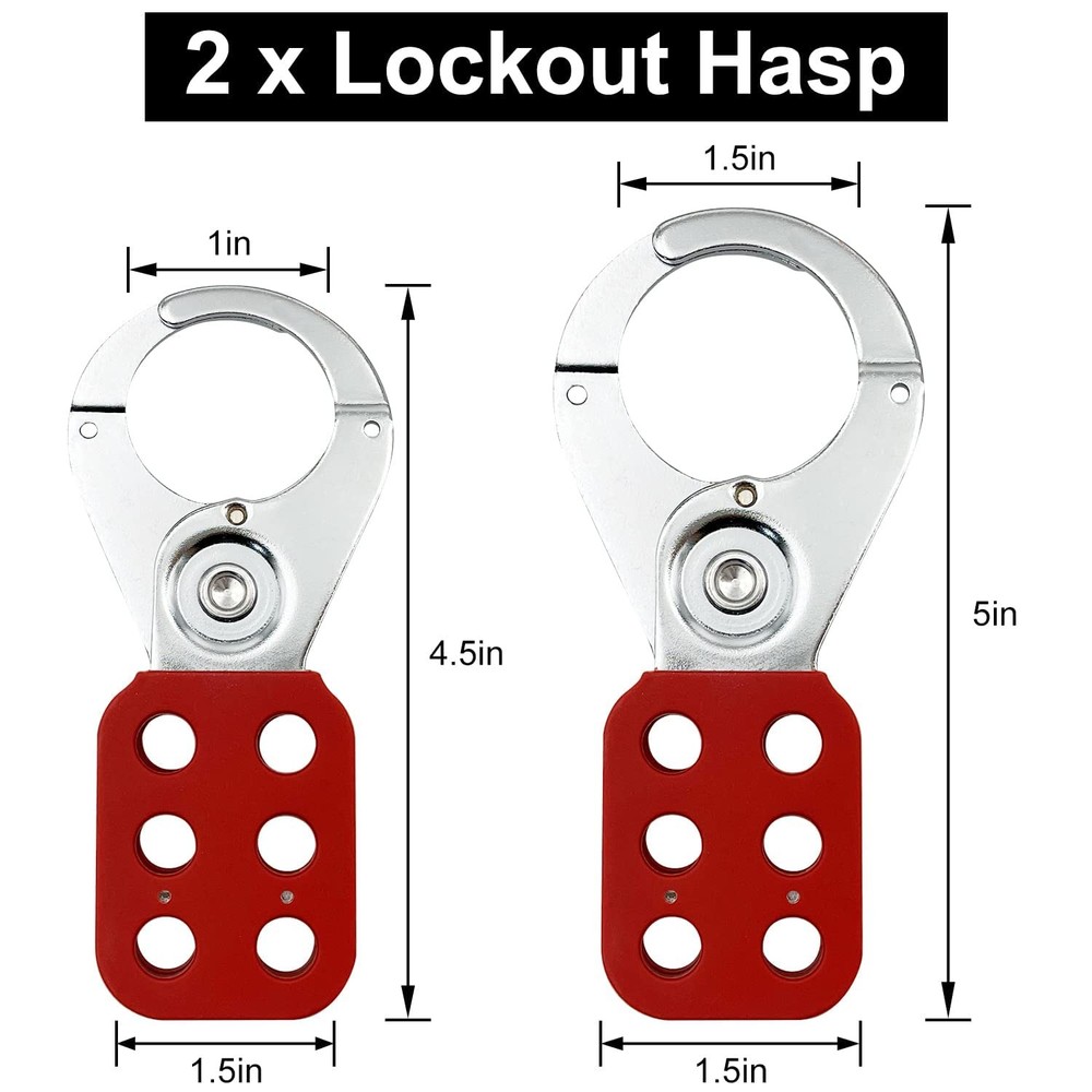 Lockout Tagout Kit Electrical Loto - Group Hasps, Tags, Red