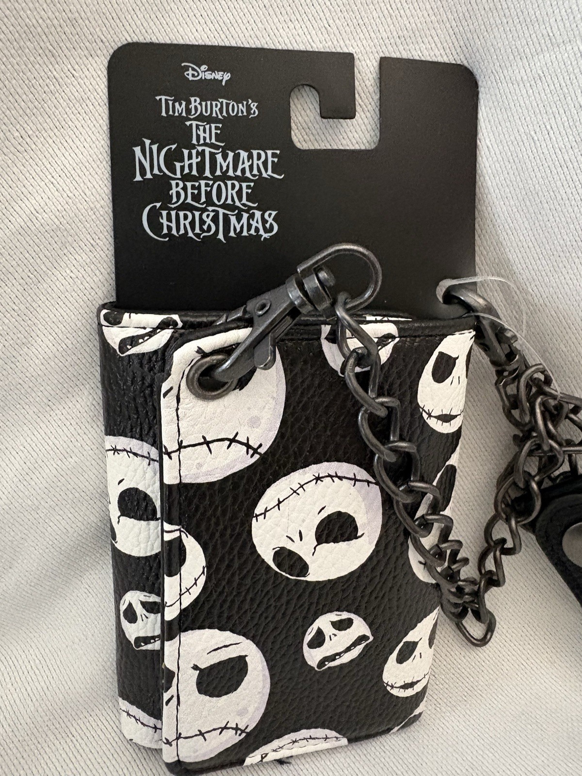 NEW DISNEY Nightmare Before Christmas Wallet with Chain Jack Skellington Heads