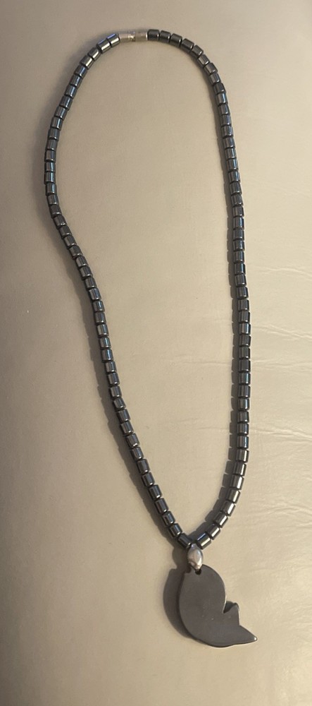 Hematite Fish Pendant 17" Necklace