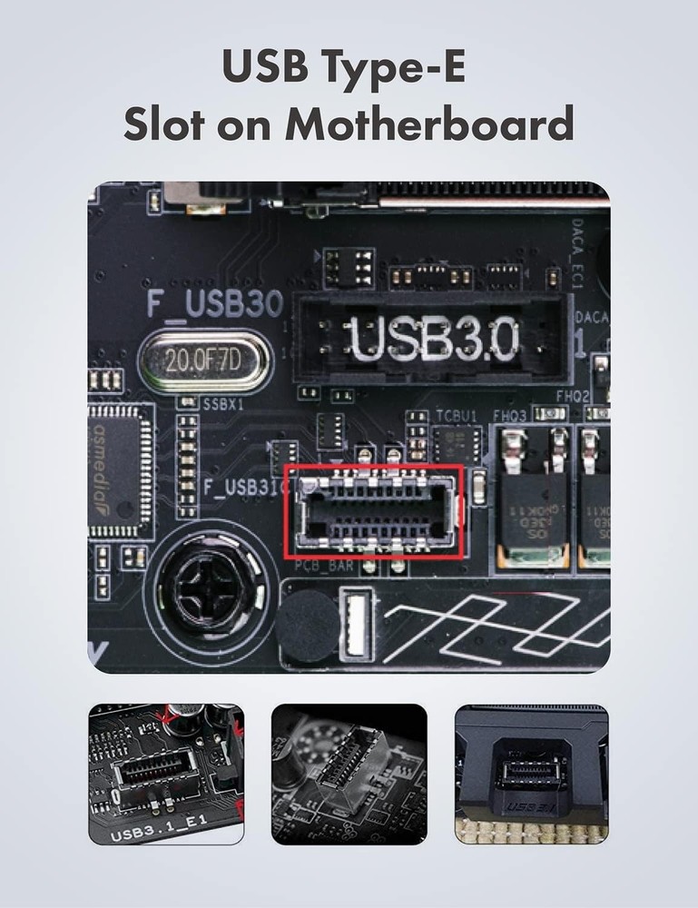 GRAUGEAR 20Gbps USB 3.2 Gen 2x2 USB-C Front Panel Type-C Adapter, Silver