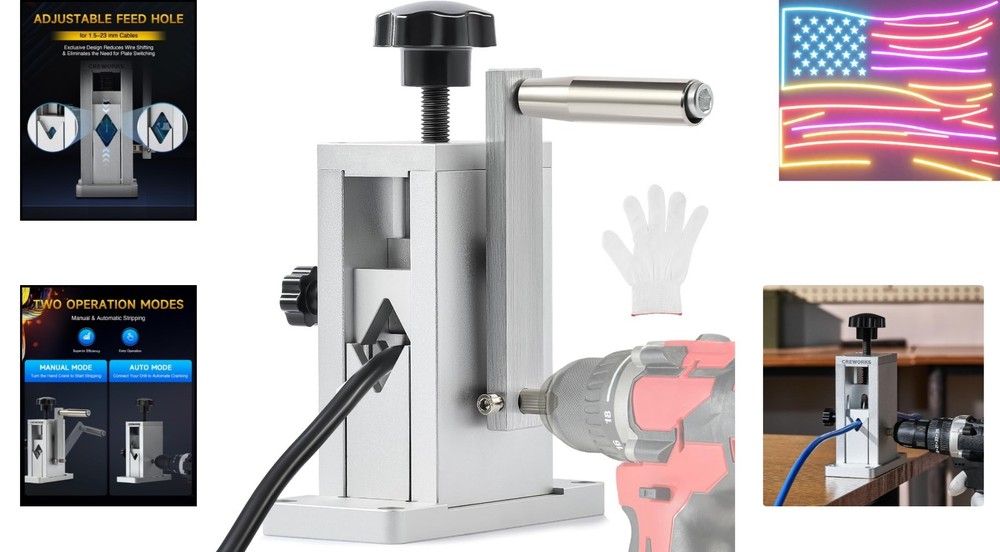 Wire Stripper Machine with Adjustable Feed Hole, Portable Cable Wire Strippin...