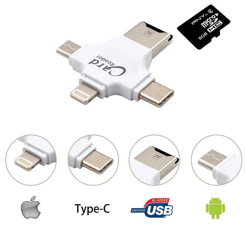 4 in 1 Card Reader Adapter USB Type-C 16G 32G 64G TF/SD Card for iphone Android