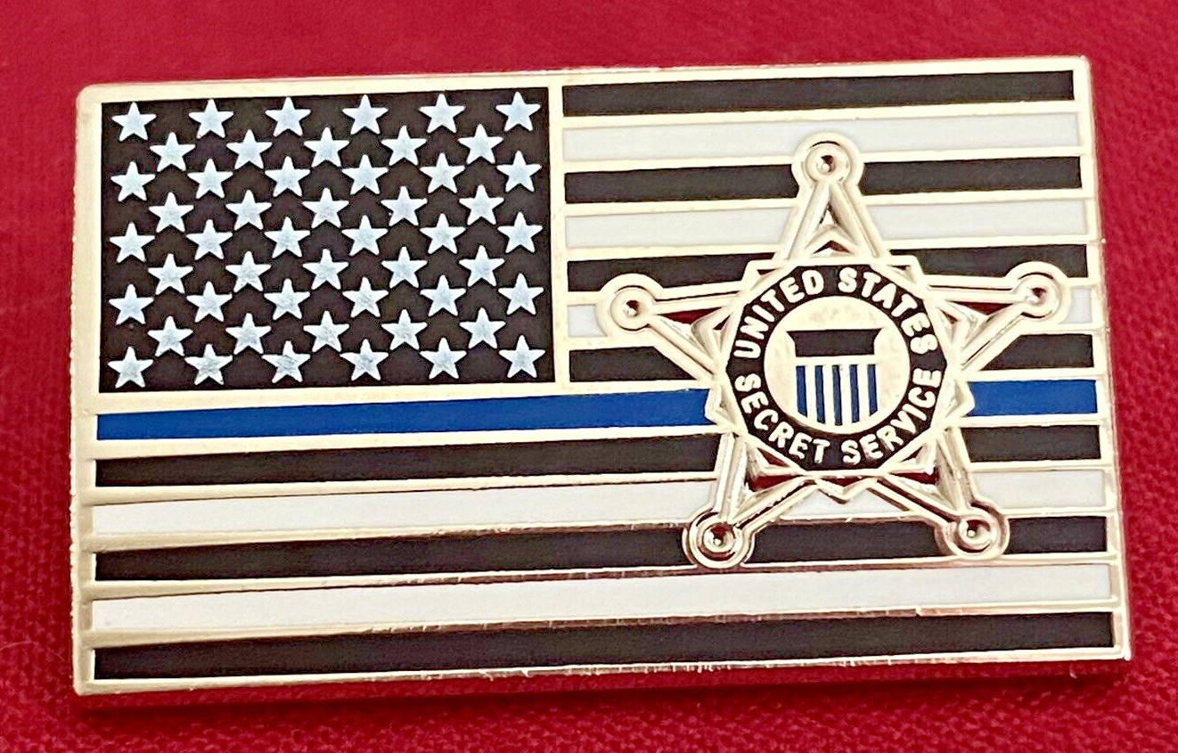 US SECRET SERVICE PINS - THIN BLUE LINE ON US FLAG WITH USSS STAR / LOT OF TWO