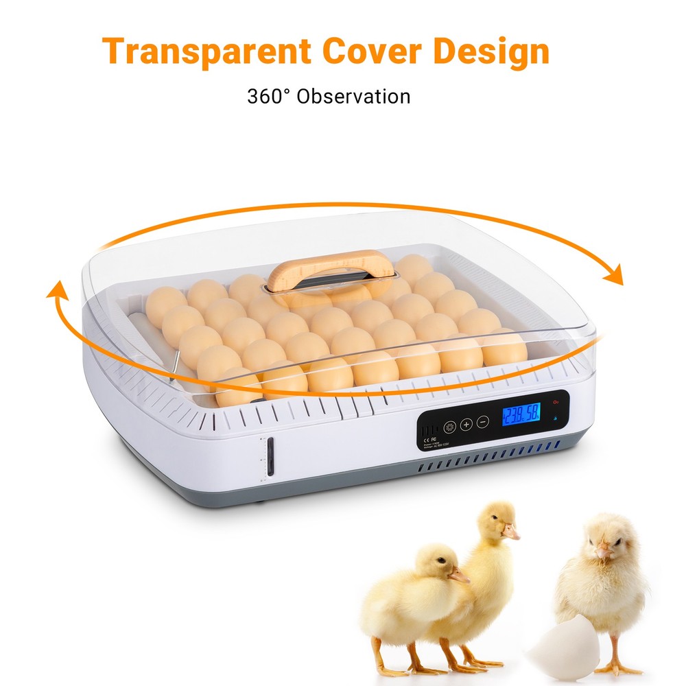 Smart Digital 35 Eggs Incubator Auto Turning Birds Hatcher Visual Window New