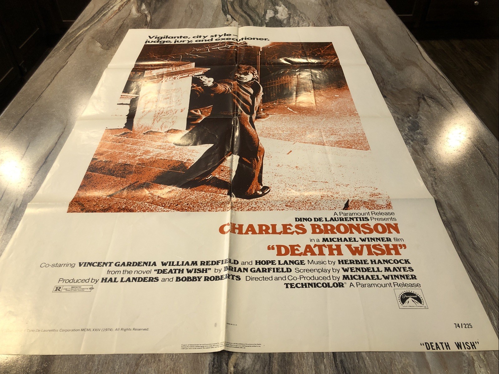 Death Wish 1974 Original US 1-Sheet Poster Charles Bronson Folded