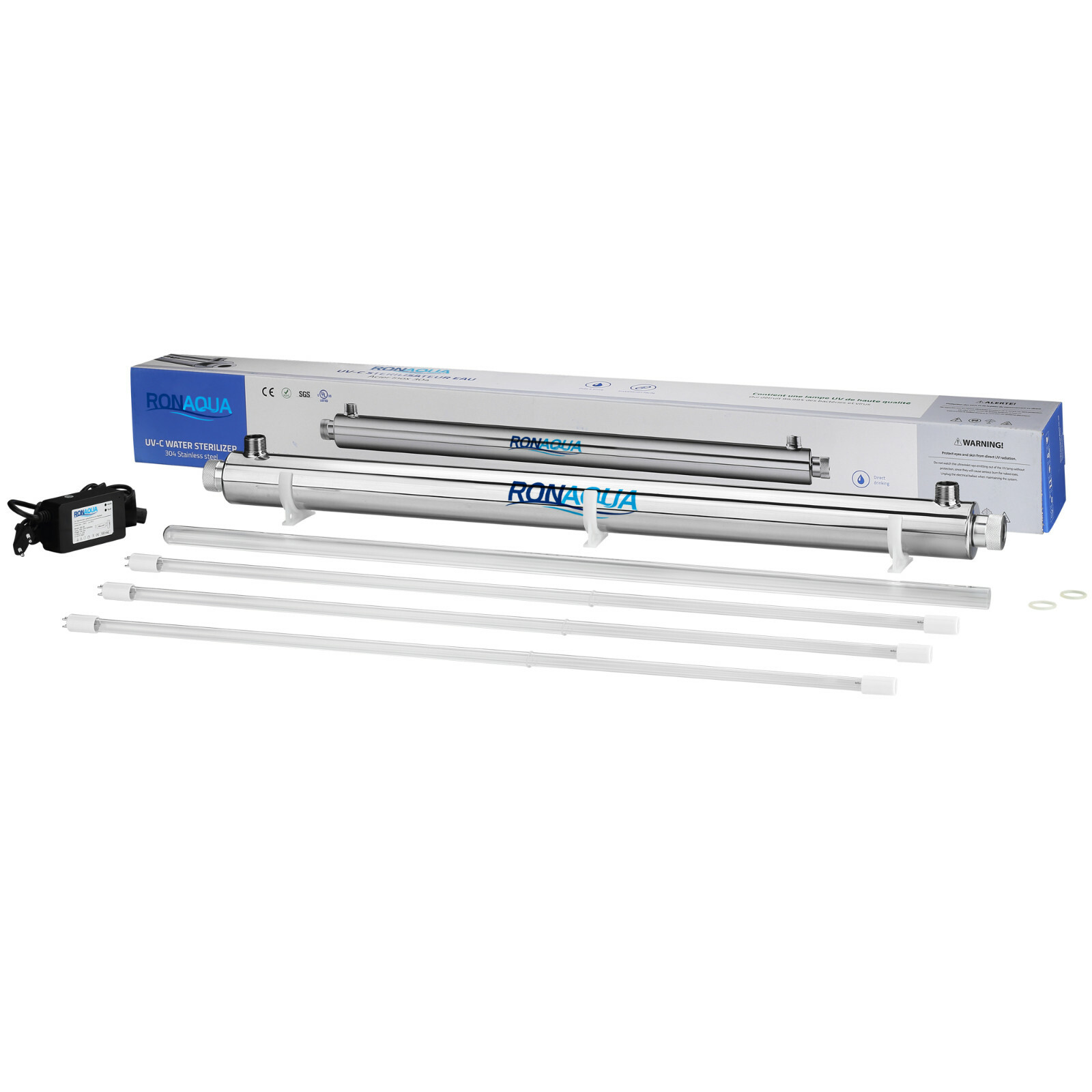 Ultraviolet Light Water Purifier Whole House Sterilizer 55W 12GPM 2 Extra Bulbs