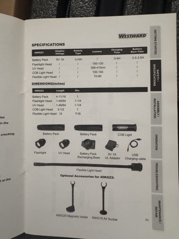 Westward Flashlight Kit, Multifunction