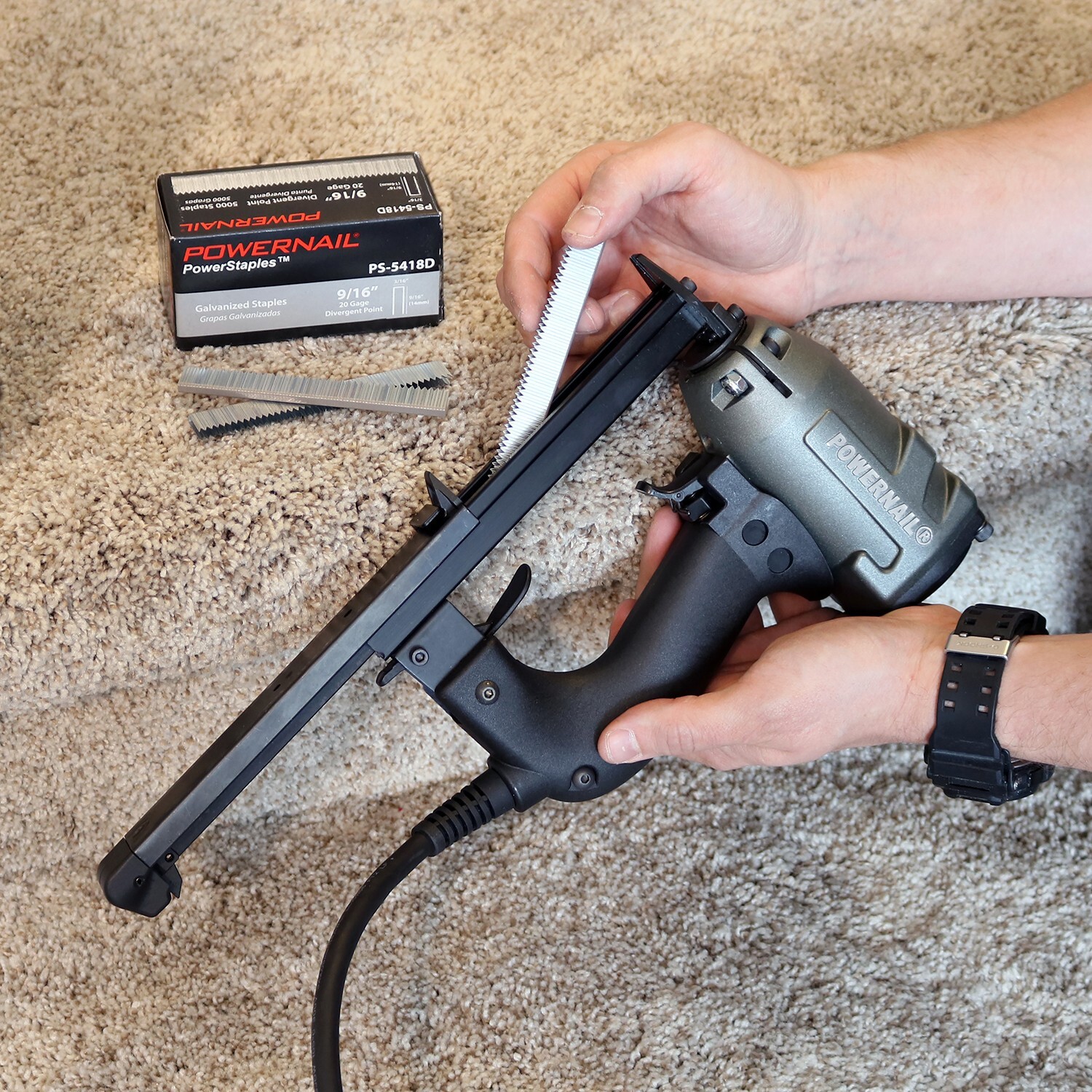 Powernail PTACK54E 20-Ga. 3/16-In. Crown Electric Carpet Stapler (REFURBISHED)