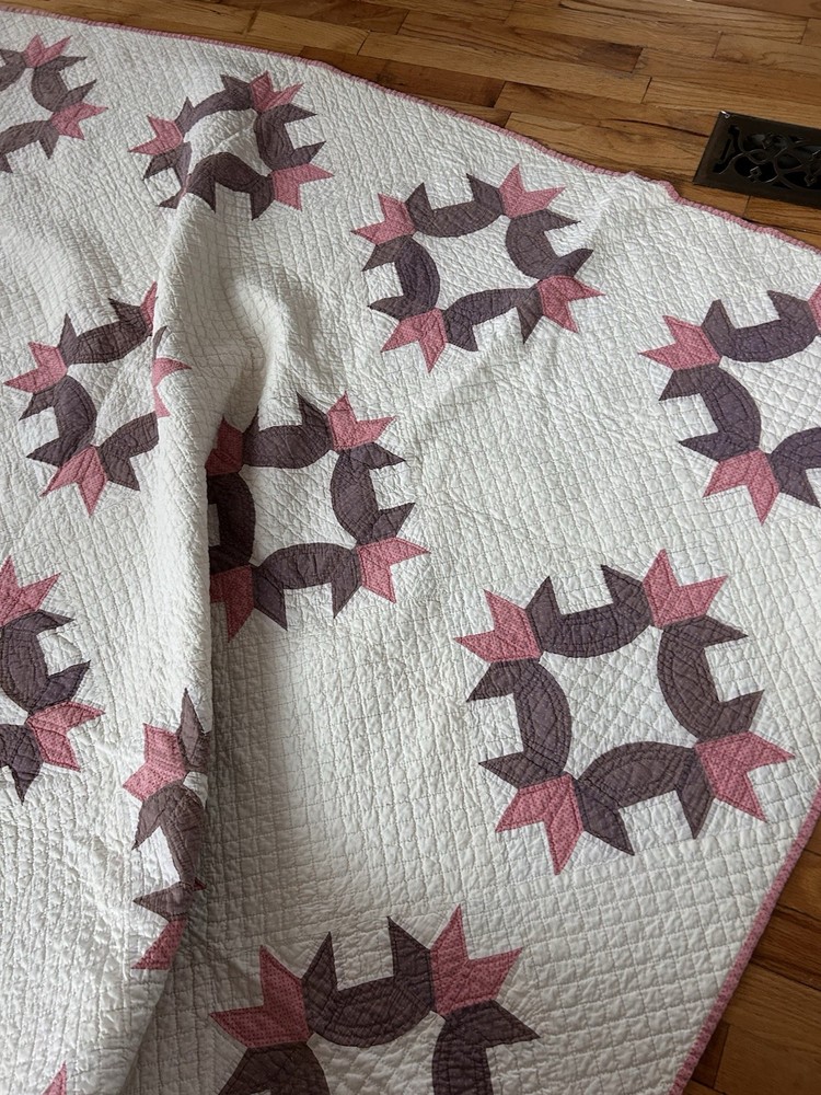 Antique 1800’s Hand Sewn Quilt Tiny Stitches Unique Pattern