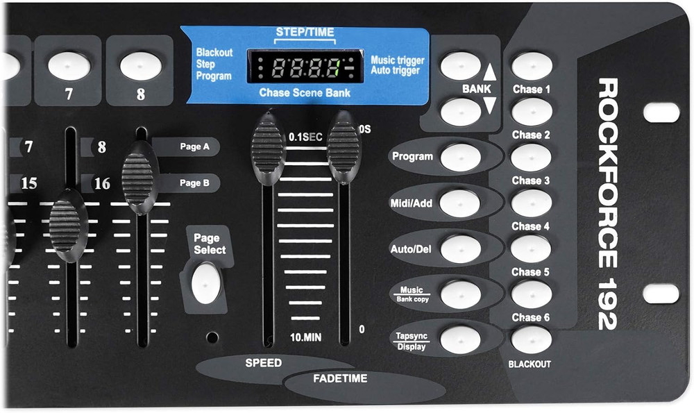 ROCKFORCE 192-Channel DMX Lighting Controller, Sound-Activated, Programmable Sce