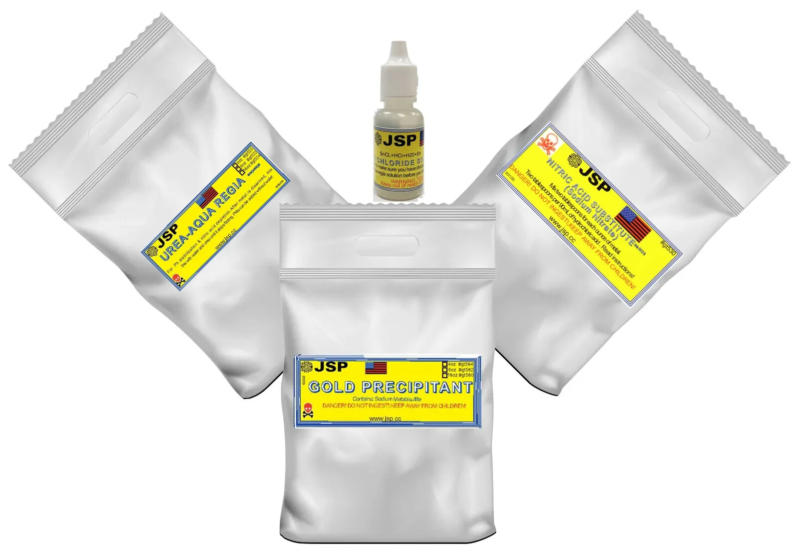 Gold Recovery Refining Kit Aqua Regia Urea Sodium Metabisulfite Stannous Test