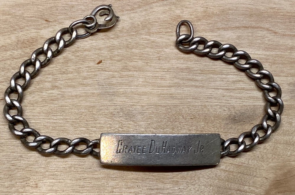 Ww2 Sterling Identification Bracelet With War Time Engraving
