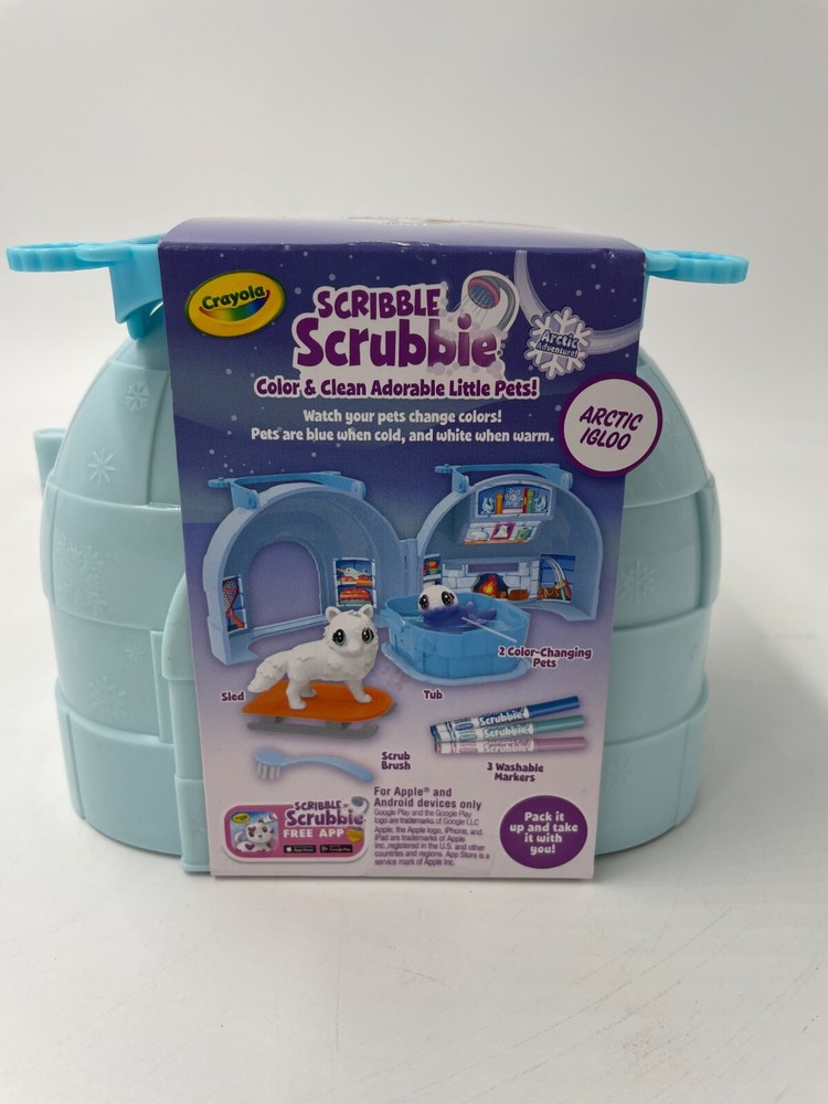 NEW Crayola Scribble Scrubbie Arctic Igloo Play Set with 2 Color-Changing Pets