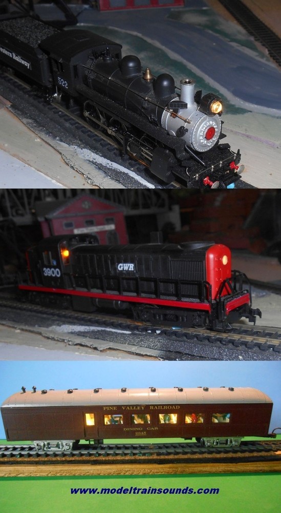 Complete HO Passenger car lighting system kit with Electric Pickup wheels set