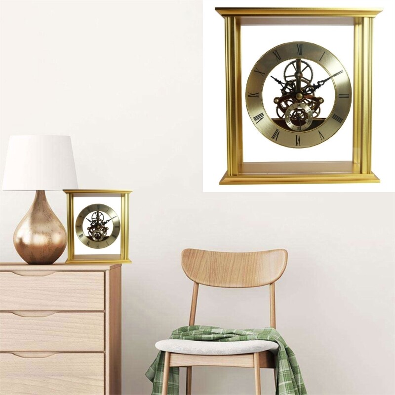 Round Gear Wall Clock Gold Perspective Digital Wall Clock 160mm Diameter