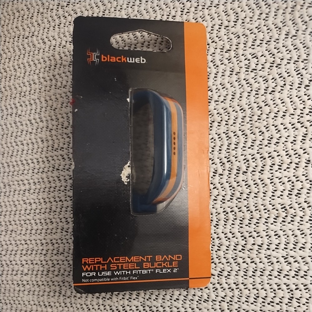 Blackweb Adjustable Fitbit Flex 2 Buckle Band Replacement W Blue Orange Stripe