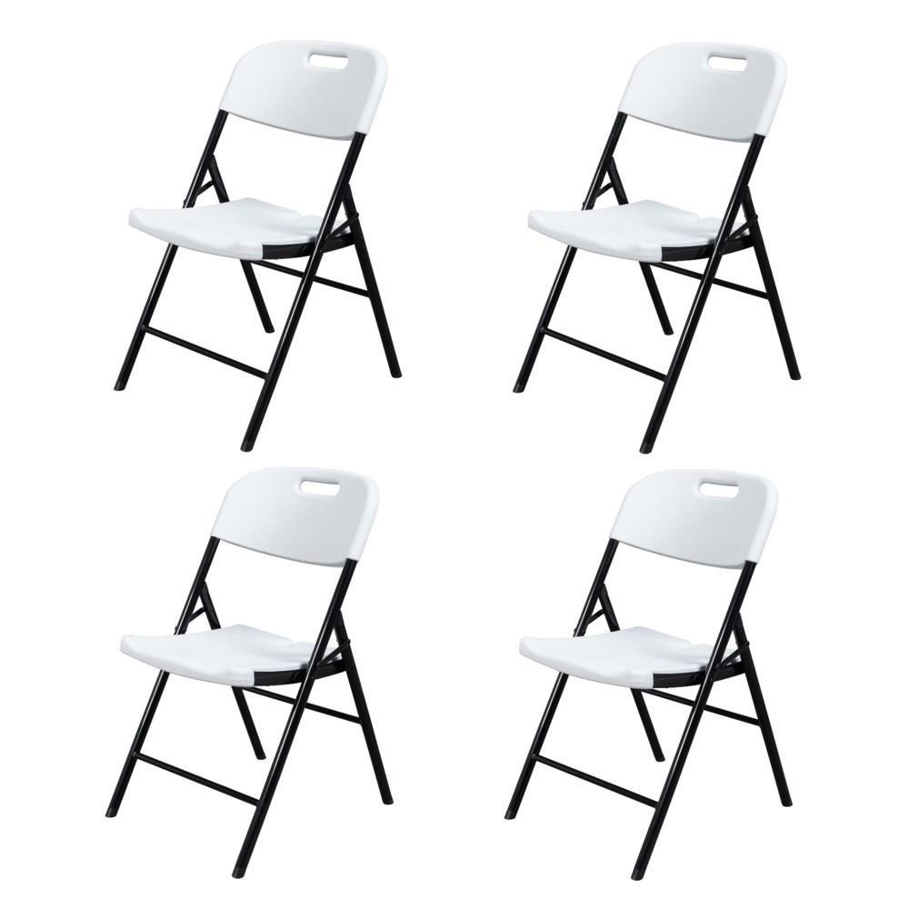 Lifetime Commercial Contoured Folding Chairs Set Steel Frame Plastic Seat Table