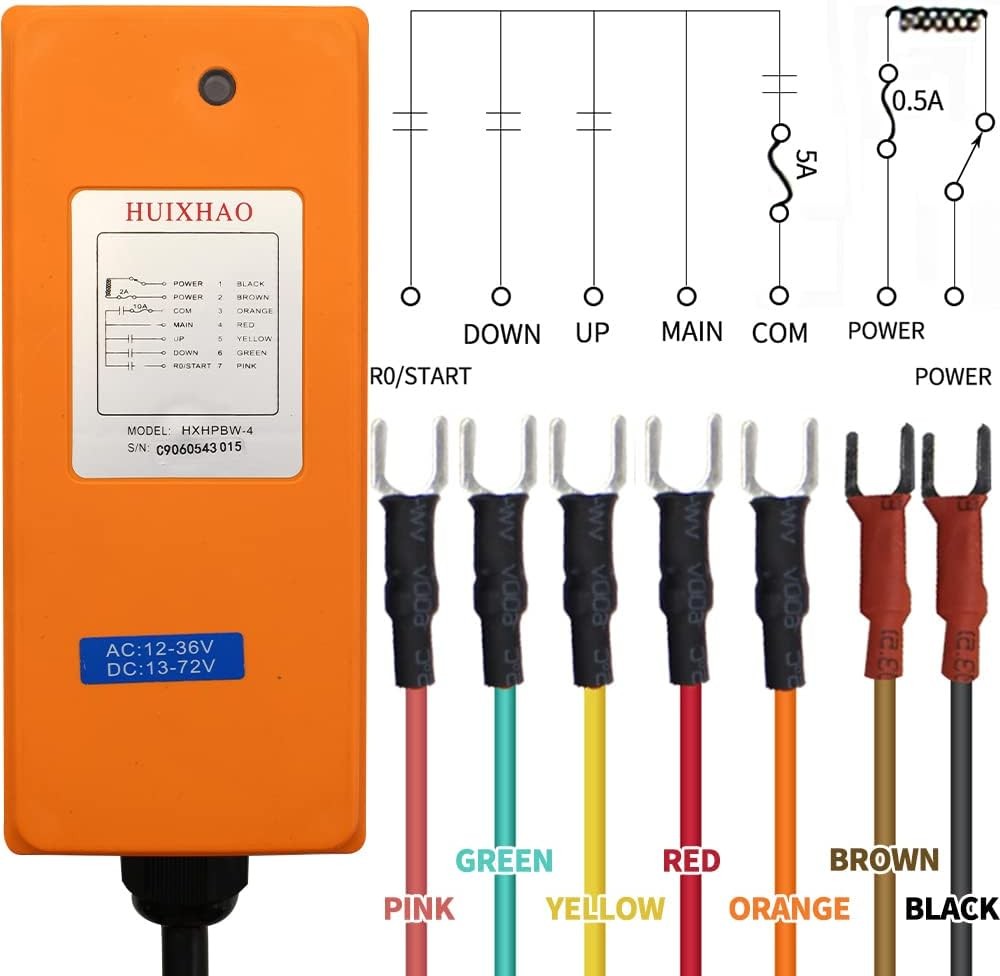 HXH Wireless Crane Remote Control - 4 Button Industrial Hoist Remote Accessory