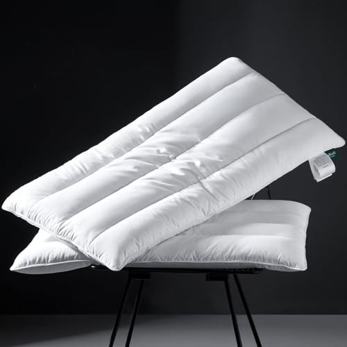 Luxury Thin Flat Goose Feather Down Pillows 18" x 30" - 2 Packs Solid White