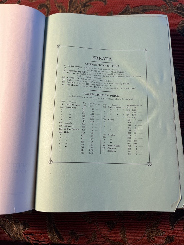 1934 Scott’s Standard Postage Stamp Catalog Hardcover