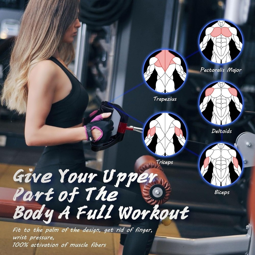 Double D Handle Cable Attachment Triangle V Bar Grip For LAT Pulldown, Anti-Slip