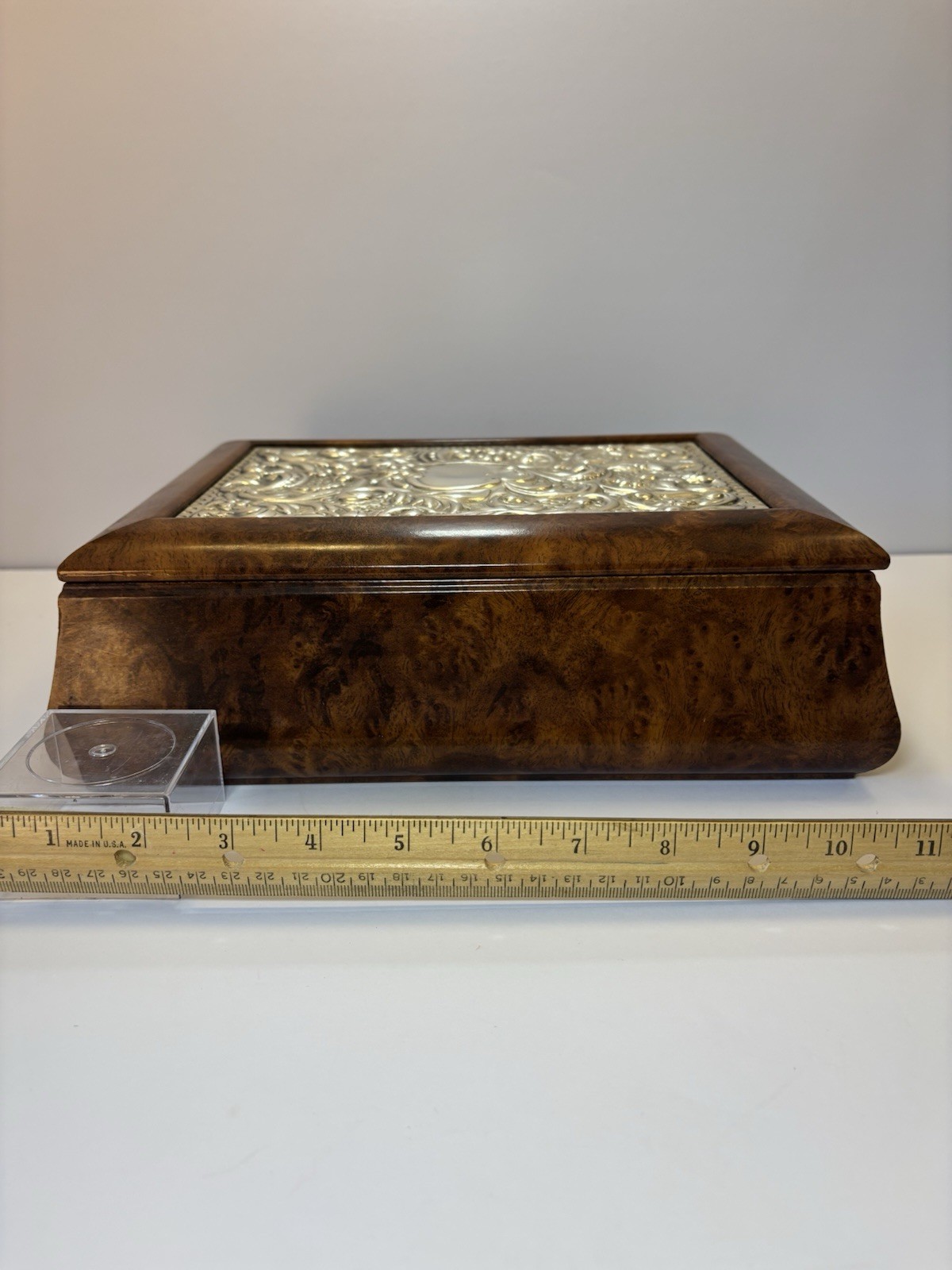 Sterling Silver & Wood Vintage Tea Storage Box Hand Made In Italy Art Collection