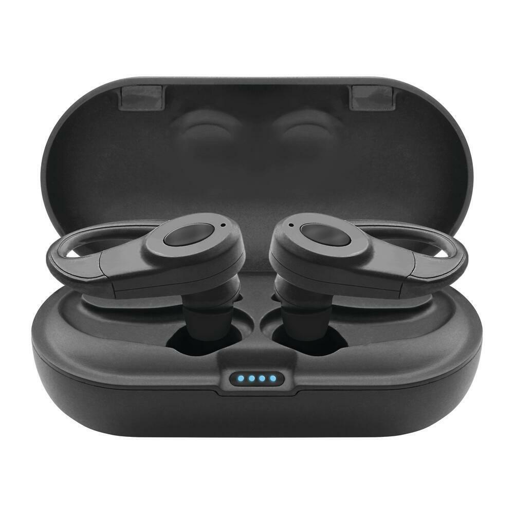 Sentry BT998 True Wireless Earhooks Earbuds with Portable Charging Case, Black