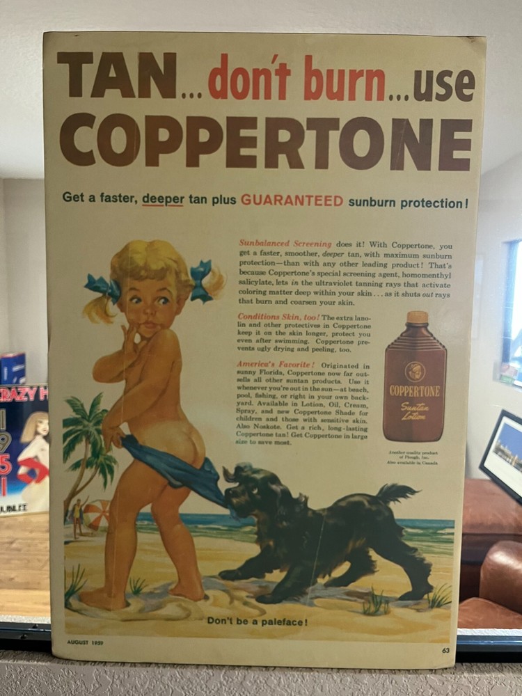 Original Antique Coppertone Baby Picture
