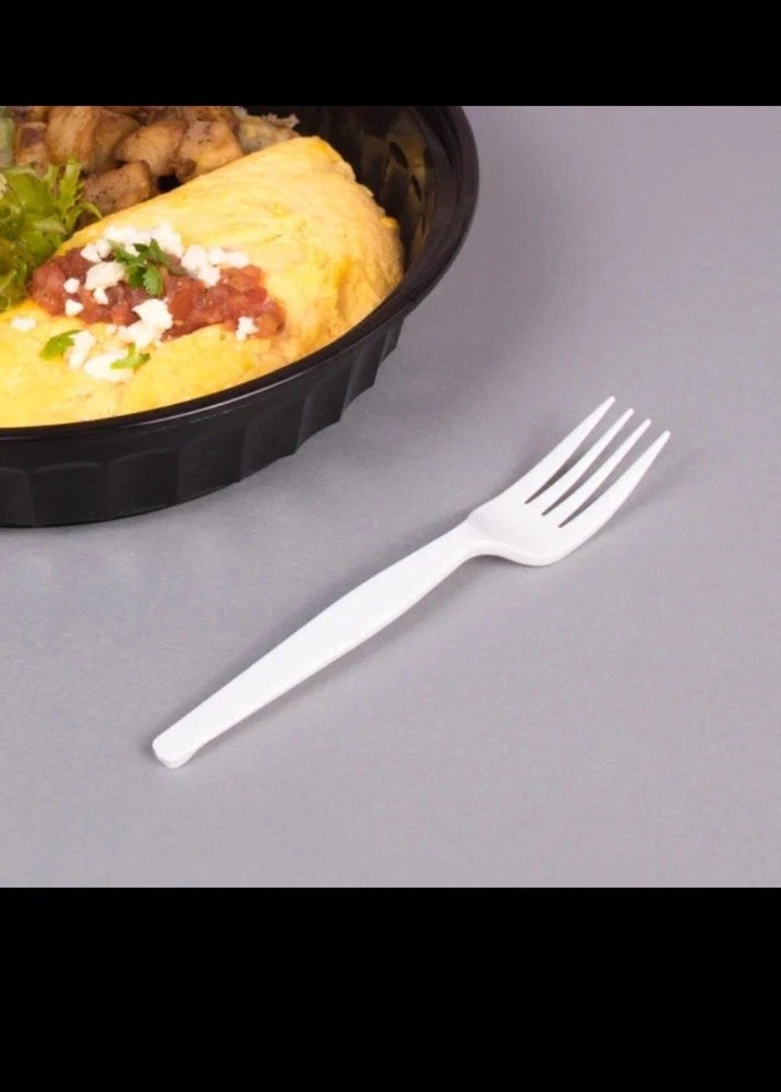 ProPak Plastic Medium-Heavy Weight Forks Bulk Box - White - 1,000 ct