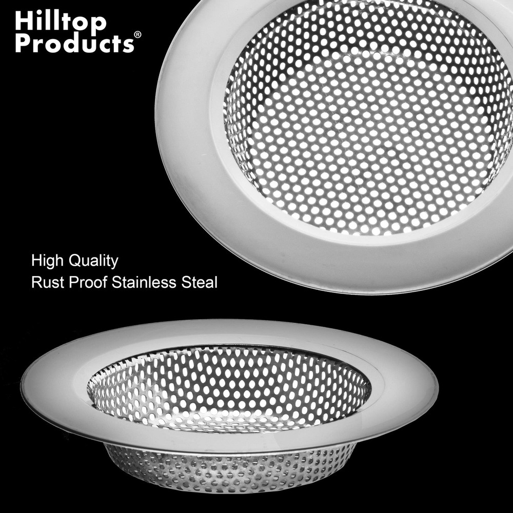 2 Pack - 4.5" Top / 3" Basket - Kitchen Sink Drain Strainer Large Silver