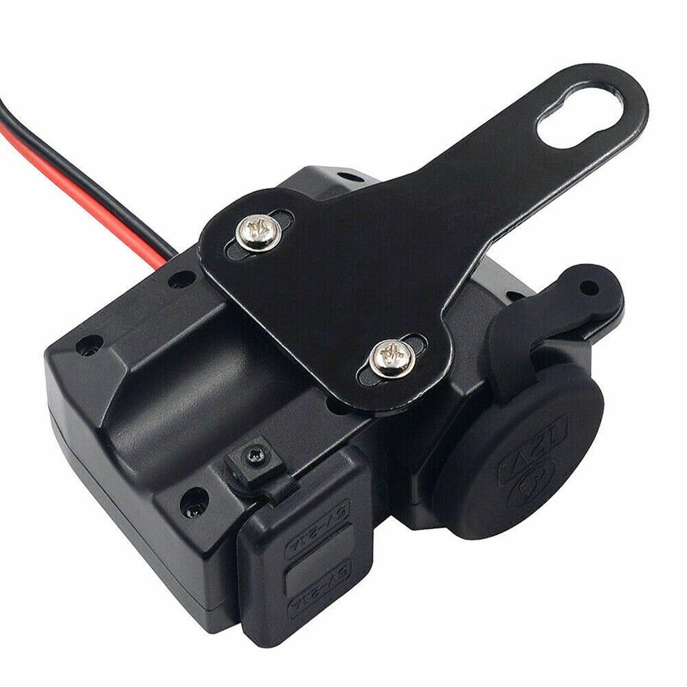 Motorcycle Cigarette Lighter 12V Dual USB Charger LED Digital Voltmeter Socket I