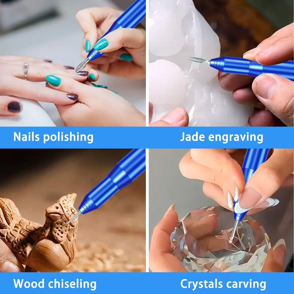 FOLAI USB Rechargeable Engraving Pen - Versatile Customizer Engraver Blue
