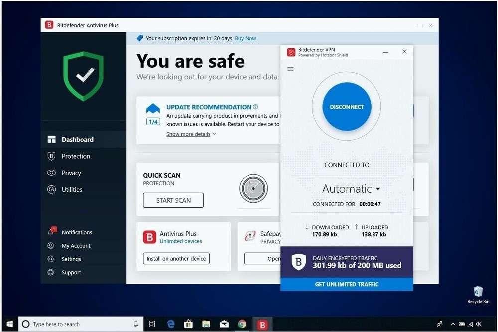 Bitdefender Antivirus Plus 2026 - 1 Year 3 WINDOWS PC + Daily VPN
