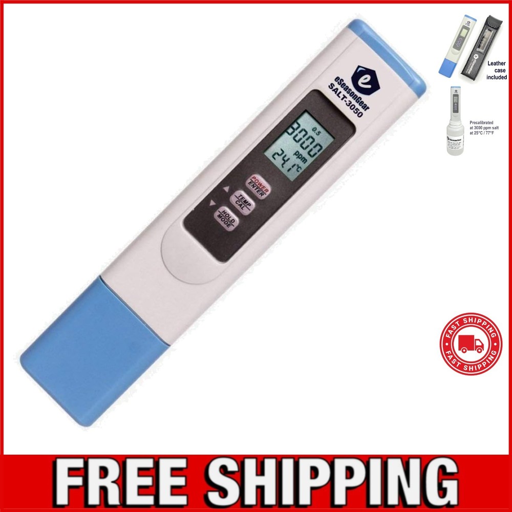 SALT-3050 Waterproof Salinity Tester: Digital Salinity and Temp Meter for Pools
