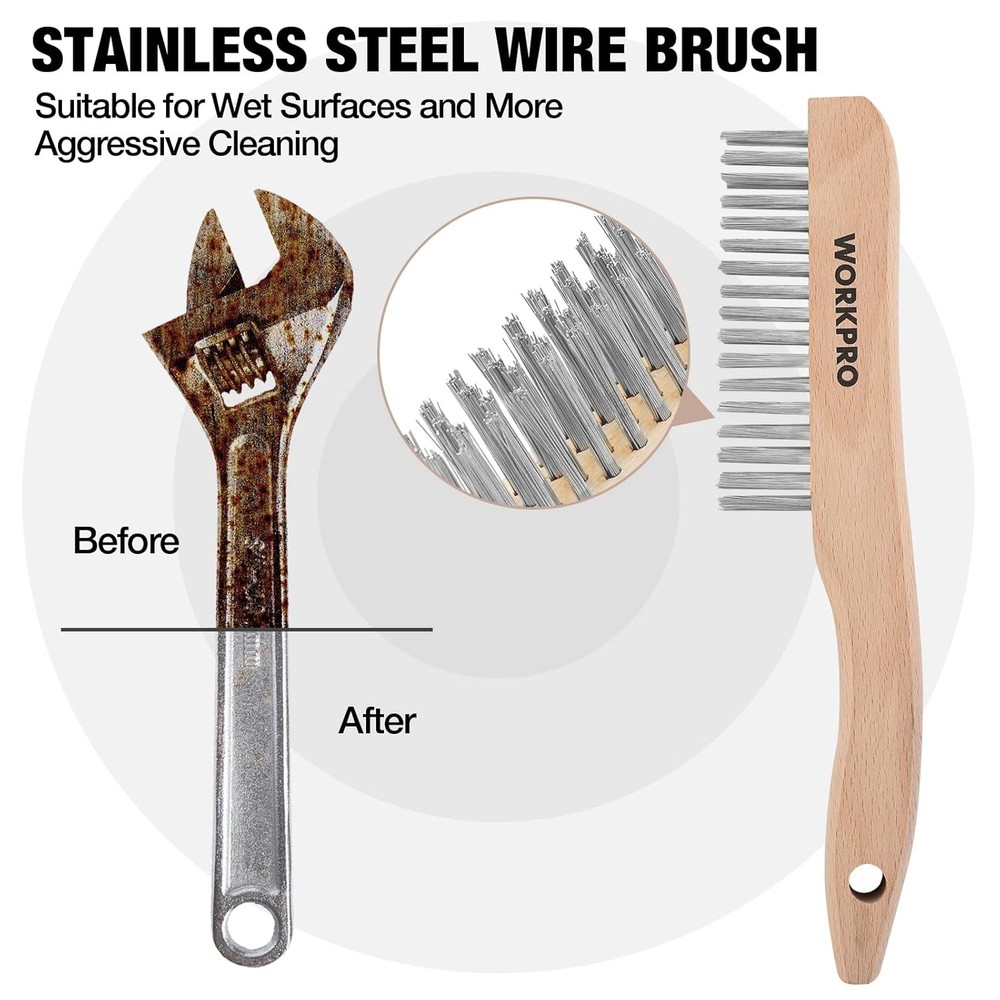 6-Piece Wire Brush Set, Brass & Stainless Steel Rust Cleaning Brushes