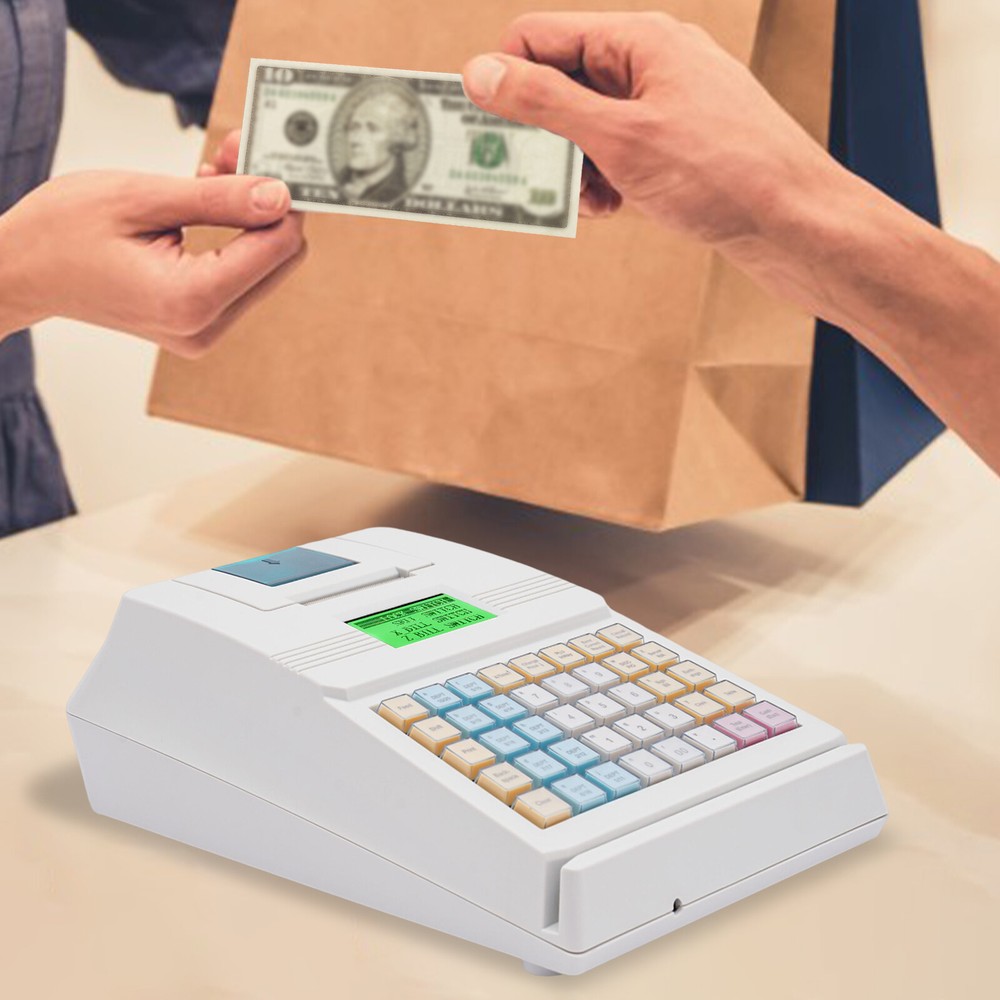 Compact Electronic Cash Register with 40 Keys and Versatile POS Features