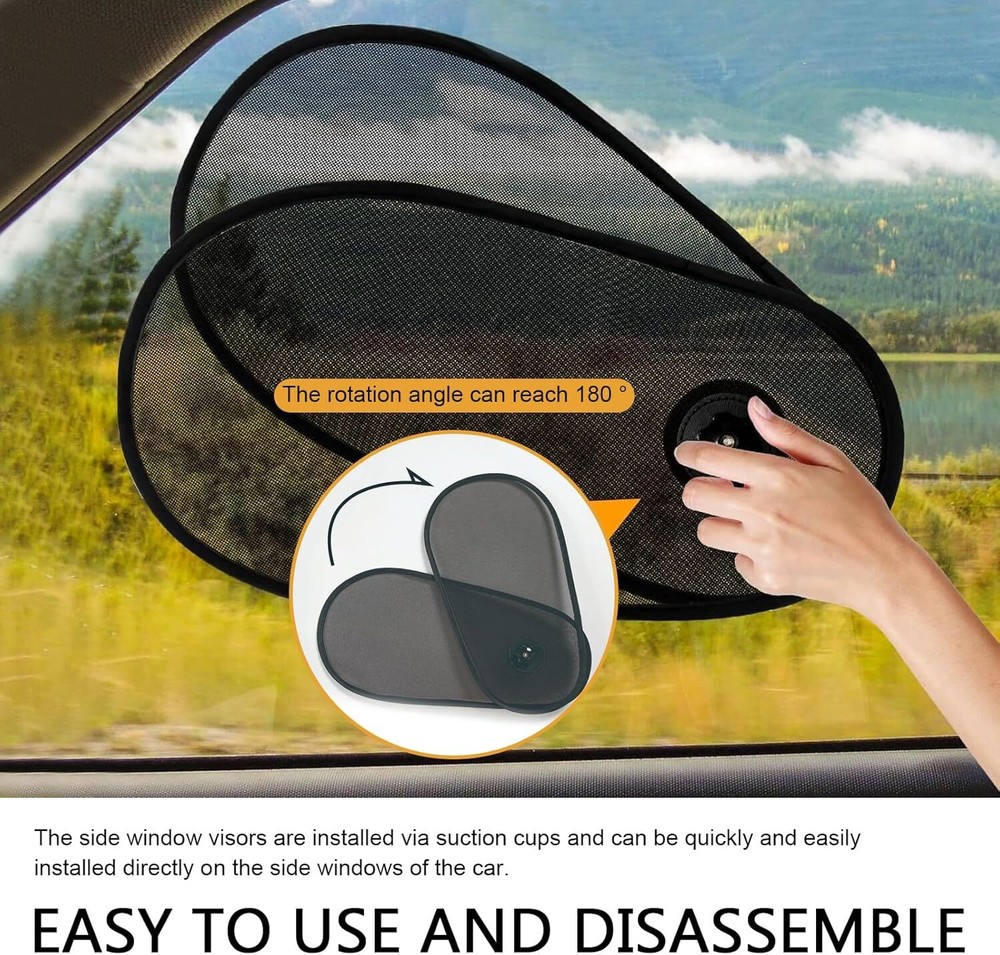 2x Adjustable and Rotatable Car Side Window Sun Shade Block Sun Glare for Driver