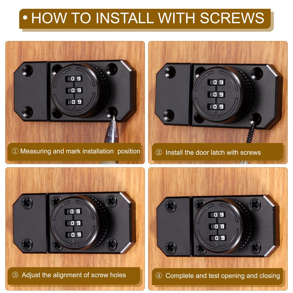 2 Pcs Combination Cabinet Latch Mechanical Keyless Password Lock Black